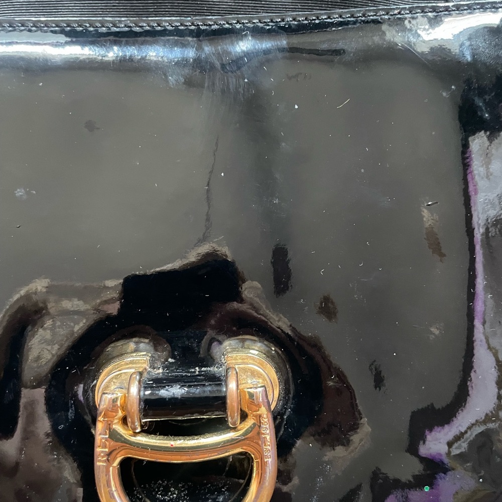 ❤️Ralph Lauren - Discontinued Crossbody Bag Black with Golden Metallic D… - Picture 10 of 17